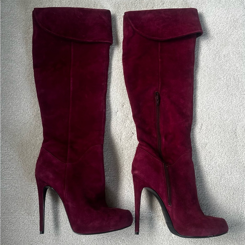 Aldo Burgundy Suede Platform Boots
